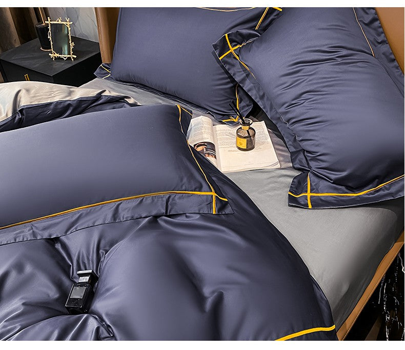 Lençol de Cima Bordado 100% Algodão Egípcio Sedoso Conjunto de Cama Lençol de Cima Queen King Size
