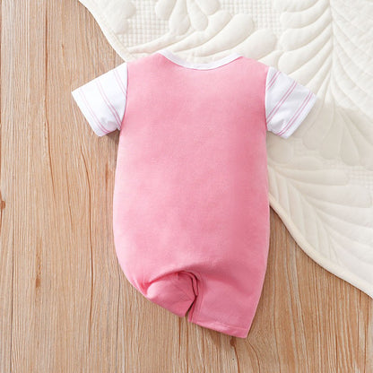 Baby Clothes Cute Cartoon Bow Rabbit Comfortable Soft Boy And Girl Summer Short Sleeved Baby Jumpsuit