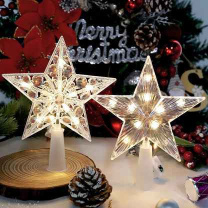 15/19/23cm Christmas Tree Top Star Light LED Glowing Star Lamp Xmas Tree Decoration Home Party Supplies Navidad New Year Gift