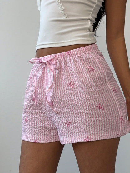 Sexy pink shorts, summer vacation style beach pants, polyester wide leg hot pants for women