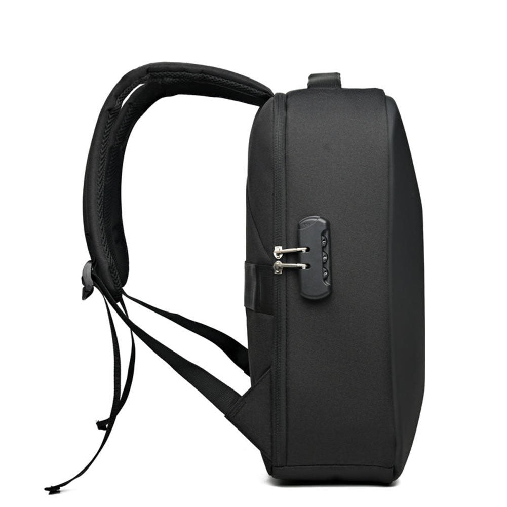 Mochila Masculina Casual Portátil Grande Capacidade com Zíper, Senha Segura, Impermeável, Porta USB para Carregamento e Compartimento para Laptop