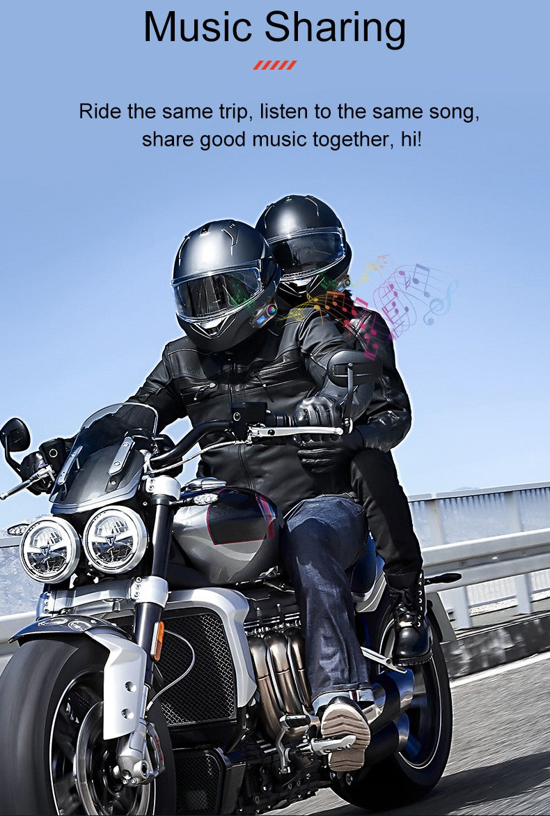 Capacete de motocicleta Q58 Max Bluetooth Intercom IP65 à prova d'água Distância de intercomunicação de 500 metros Compartilhamento de música mista em várias cenas