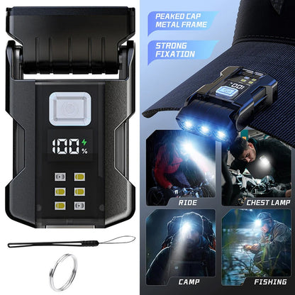 Multifunctional Usb Charging Flashlight Ajustable Mini LED Outdoor Torch Portable Keychain Light Magnetic Camping Warning Lamp