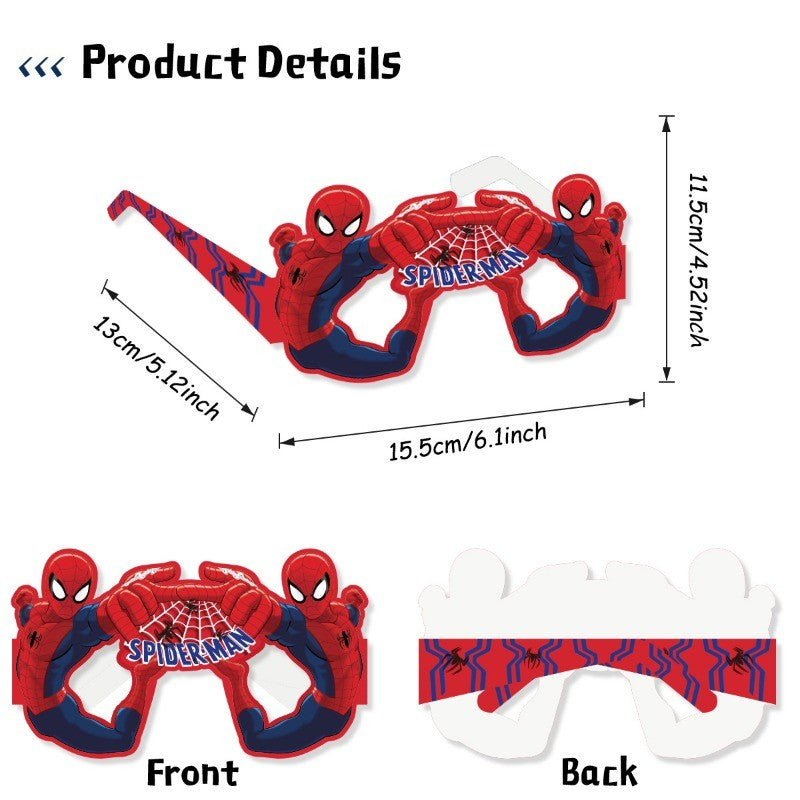 16pcs/set Creative Anime Marvel Spider Man Party Photography Props Paper Glasses Hero Theme Birthday Glasses Decoration Supplie