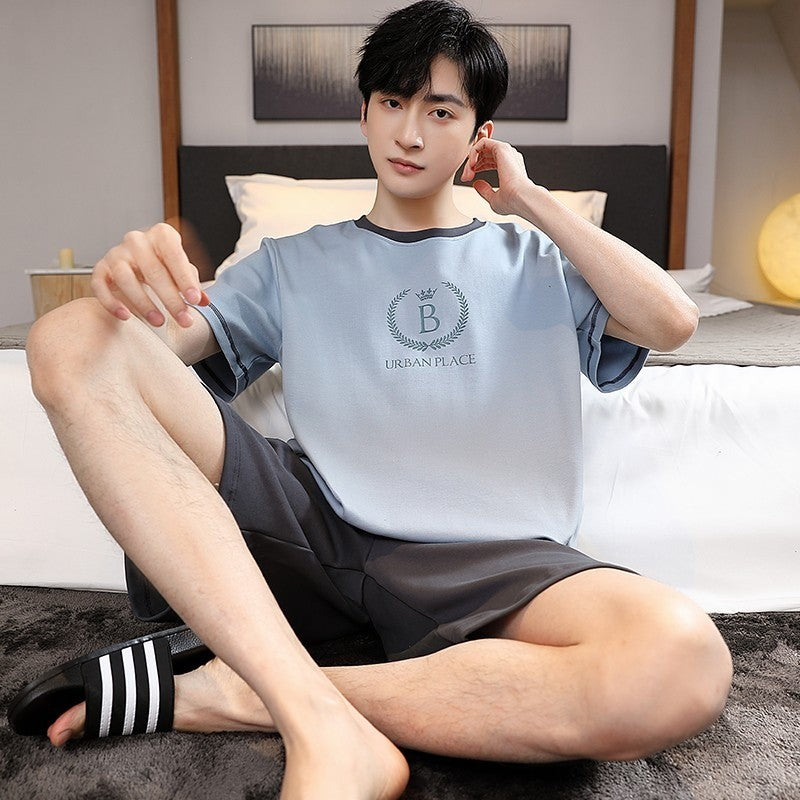 Cotton Summer Thin Men's Pajamas Set Plus Size Short Sleep Tops Pant Sleepwear Suit Male Home Suit Homewear Casual Pyjamas