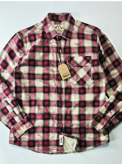 Autumn New Japanese Retro Long-Sleeve Lapel Plaid Cargo Shirt Men's Simple 100% Cotton Washed Pocket Casual Blouses Thin Coat