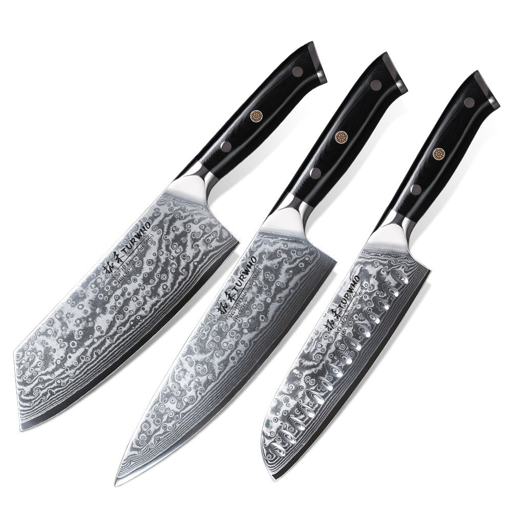 TURWHO Chef Knife 1-5 PCS Kitchen Knives Set 67 Layer Damascus Steel Japanese Nakiri Santoku Cleaver Slicing Bread Utility Knife