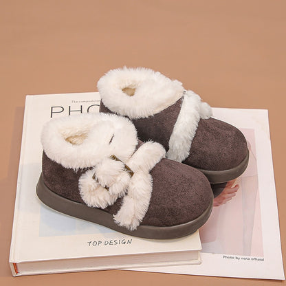 Winter Fur Boots For Girls Thick Warm Children's Plush Snow Boots Soft Warm Velvet Cotton Shoes Winter Kid's Padded Boots