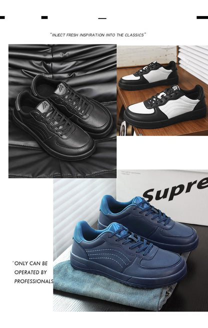 2025 New Mens Casual Shoes Leather Fashion Breathable Sneakers Anti Slip Travel Shoes Lace Up Flats Shoes Comfortable Men Shoes