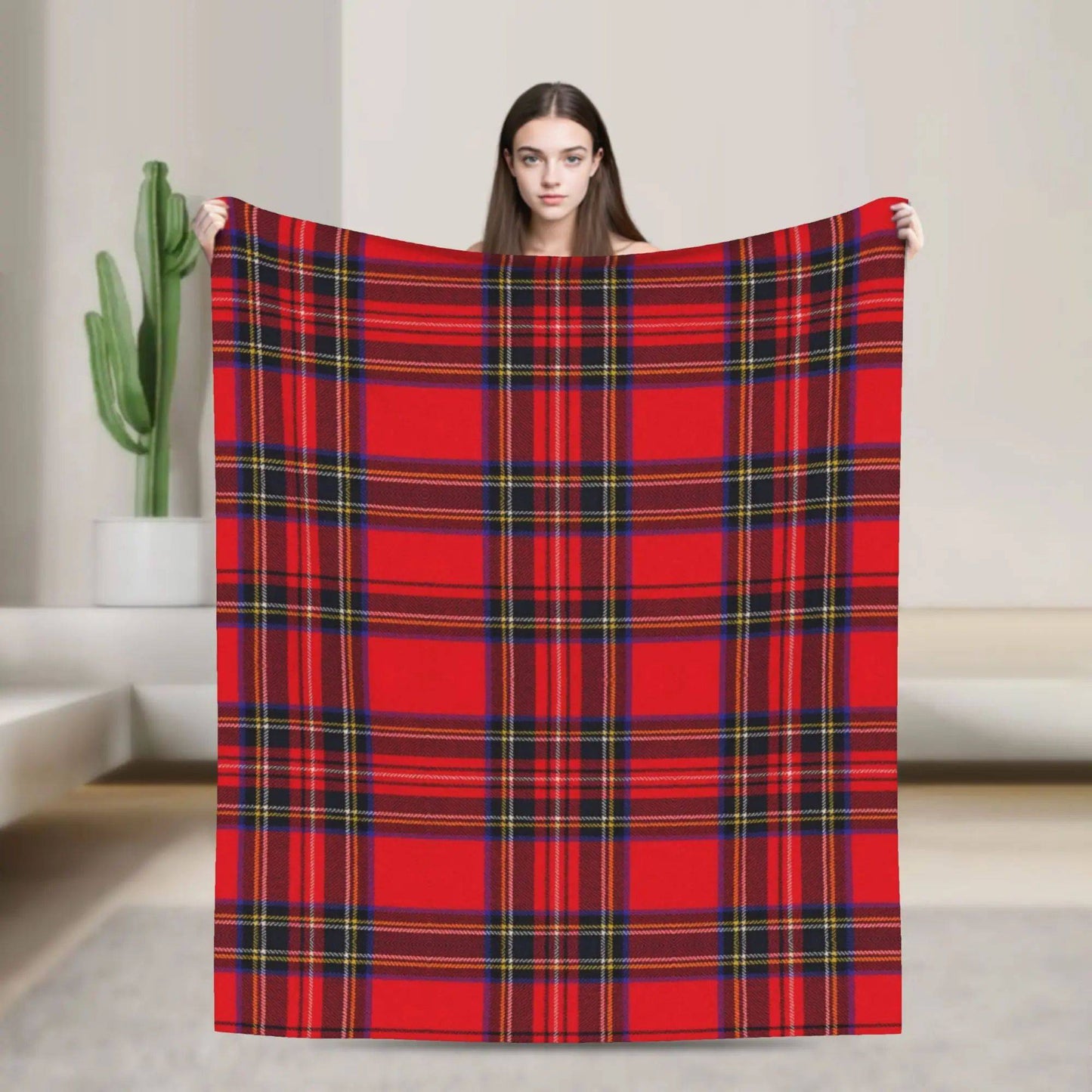 Manta Leve Xadrez Tartan Stewart Fina Perfeita para Cama Sofá Primavera Presente de Natal