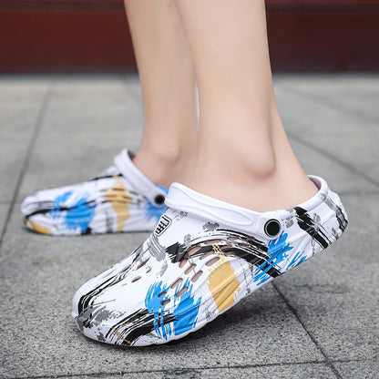 Men's Summer Camouflage Graffiti Sandals Garden Clogs Shoes Men Outdoor Beach Anti-skid Slippers Indoor Home Shoe big size 45-49