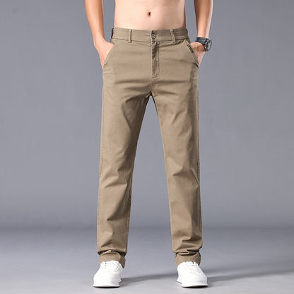 New Casual Pants Men Straight Fit Stretch Autumn Chino Trousers Male Formal Work Business Dress Khaki Fashion Spring Pants