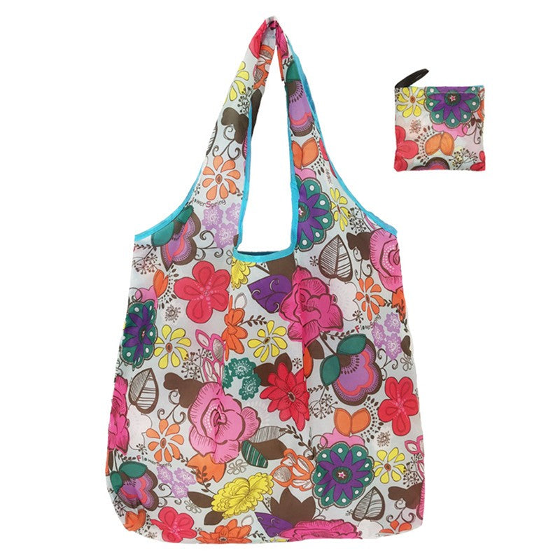 Foldable Floral Printed Casual Tote Female Handbags Single Shoulder Shopping Bags Daily Use Environment Protection Beach Bag