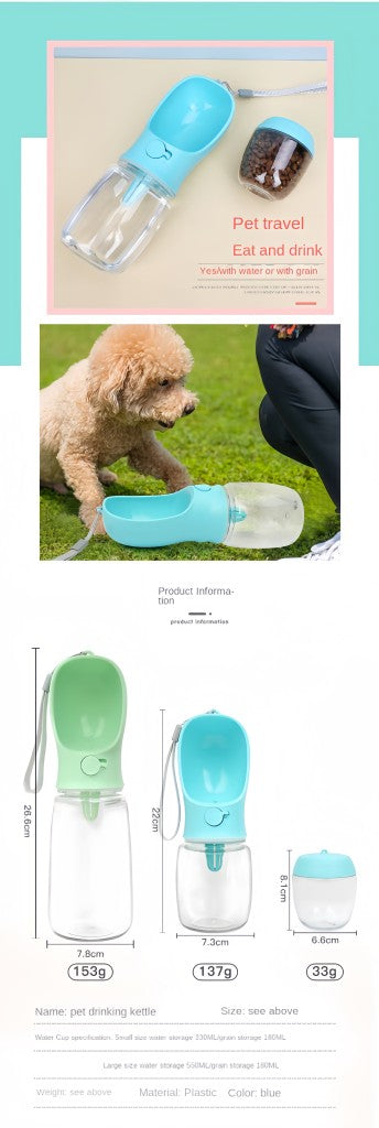 Garrafa Portátil para Cães e Gatos com Armazenamento de Comida e Água para Filhotes, Cães, Tigela Alimentadora, Viagem ao Ar Livre, Suprimentos para Animais de Estimação