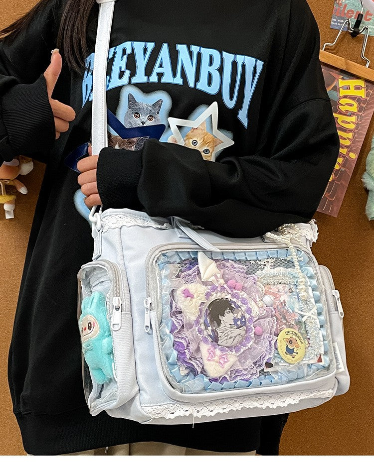 New Japanese Style Transparent Crossbody Bag Cute Candy Color Commuting Shoulder Bag for Girls Simple and Casual Texture Ita Bag