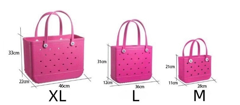 Fashion Large Beach Bags EVA Rubber Waterproof Storage Baskets Travel Shopping Handbag Women Shoulder Solid Color Jelly Bag