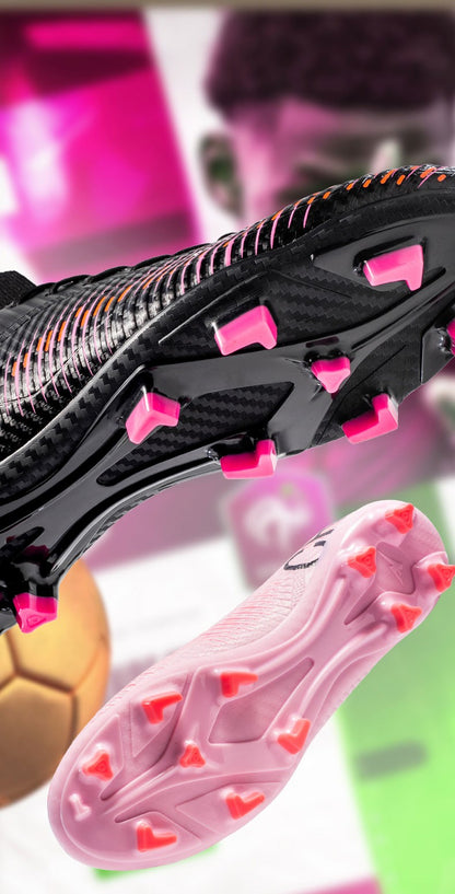 Unisex Soccer Shoes High-Tops Lace-Up Non-Slip Spikes Outdoor Sports Athletic Football Cleats for Professional Training Sneaker