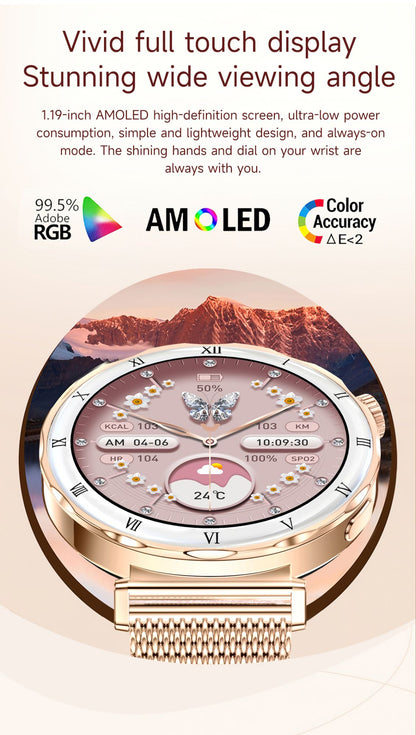 LIGE New Ultra Thin Smart Watch Women Screen Always Display Time Diamond Luxury Bracelet Voice Calling AMOLED Smartwatch Ladies