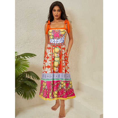 2024 Vintage Pattern Printed One Piece Swimsuit Swimwear Bikini Set Women Beachwear Clearance Wholesale