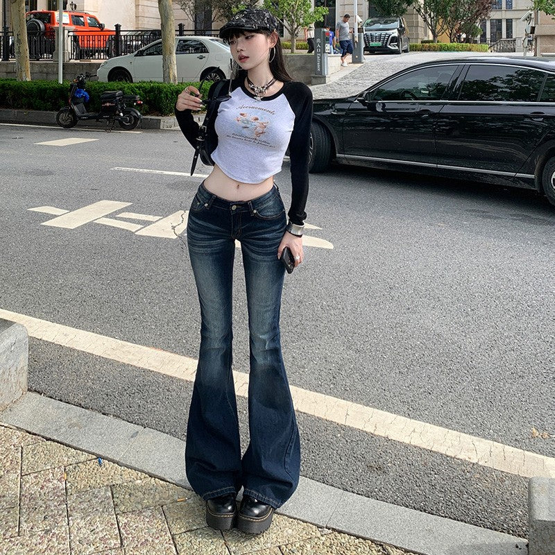 High Waist Jeans Womens Fashion Personality Slim Fit Retro Bell Bottoms Trousers Autumn Winter Jeans Women's Pants Women Pants