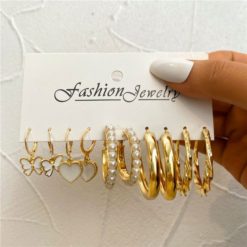 Brincos Grandes de Coração Dourado e Prateado YOBEST para Mulheres, Conjunto de Brincos Borboleta Pendurados, Presentes de Joias Femininas, Nova Moda, 2025