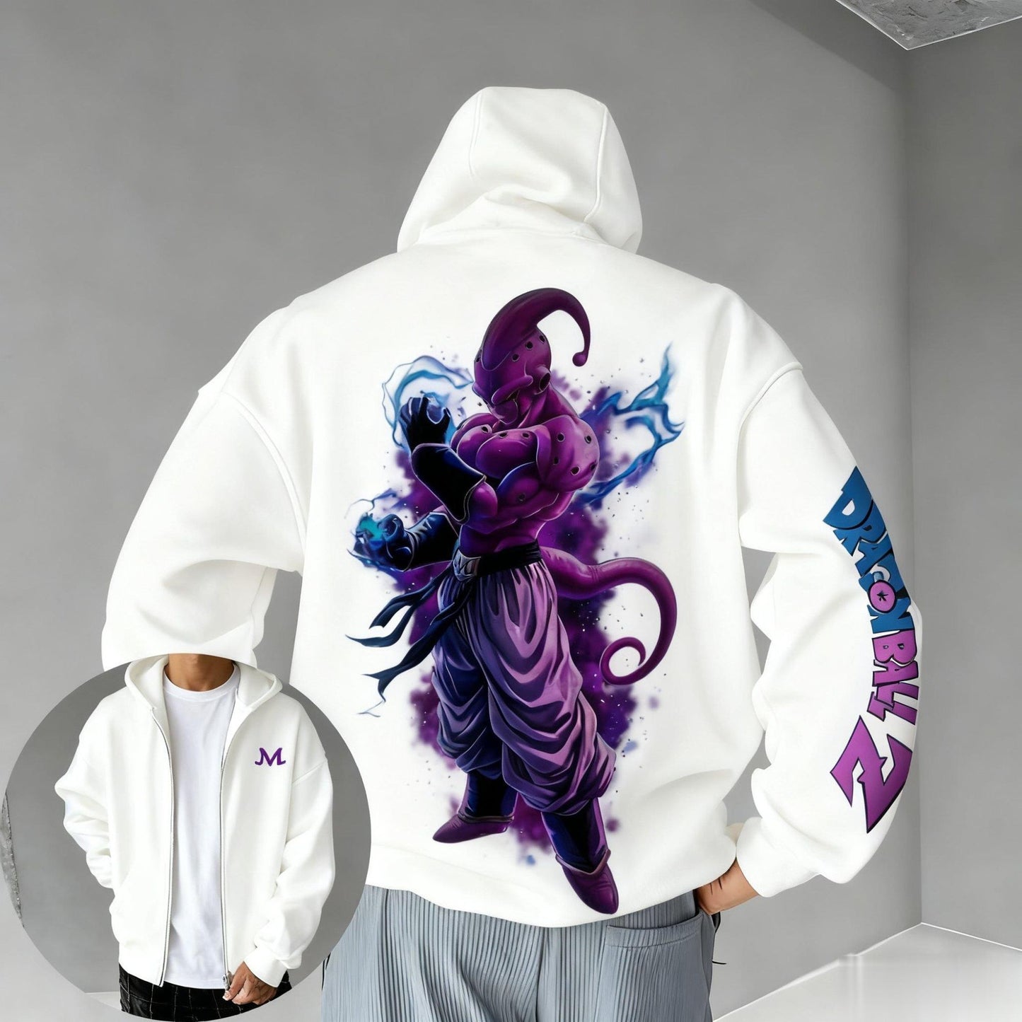 Oversized Dragon Ball Majin Anime Zipper Hoodie Long Sleeves Tops Casual Pullover Men Women Sweatshirt Streetwear Autumn Fashion