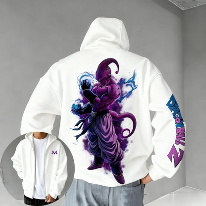 Oversized Dragon Ball Majin Anime Zipper Hoodie Long Sleeves Tops Casual Pullover Men Women Sweatshirt Streetwear Autumn Fashion