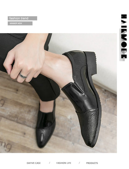Luxury Crocodile Pattern Men Business Loafers Big Size Fashion Leather Comfortable Designer Wedding Social Formal Platform Shoes