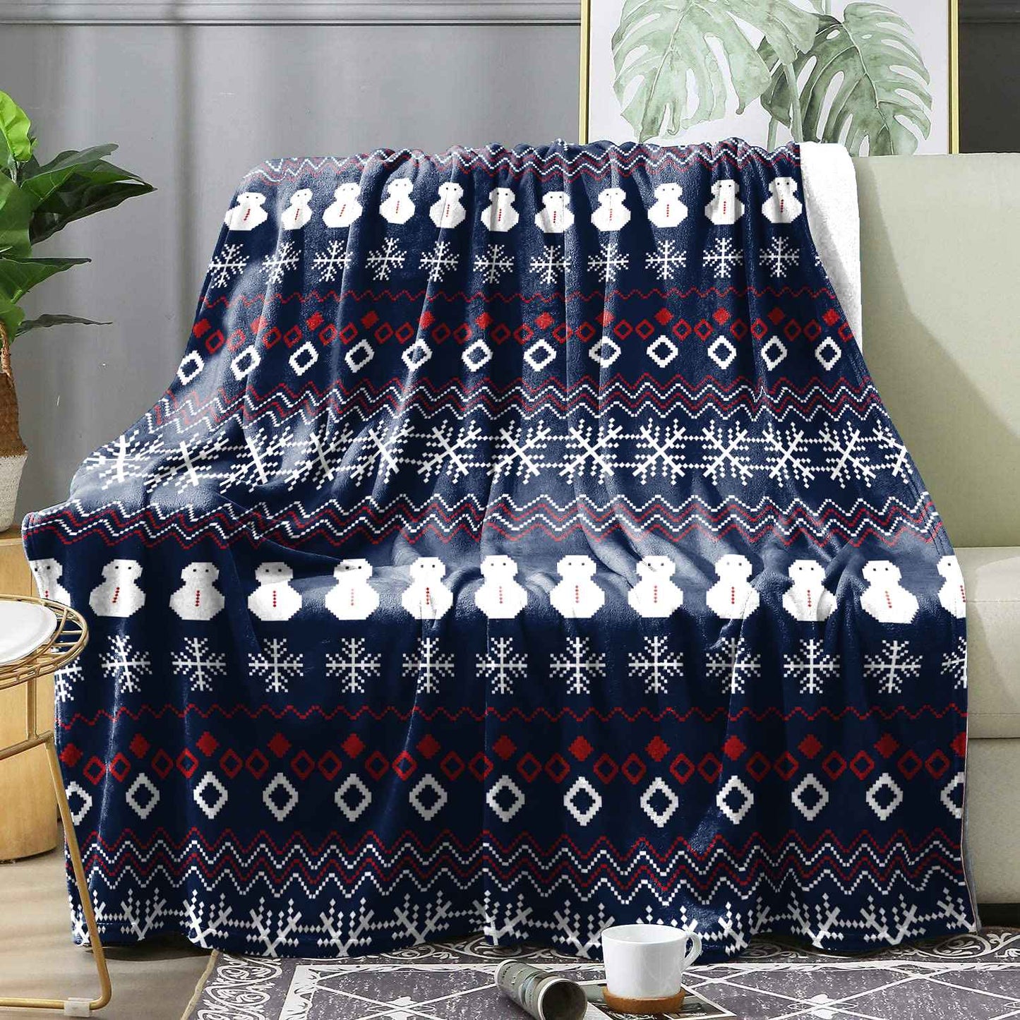 Manta de Natal Xadrez de Inverno Colcha Cobertor Quente Macio de Flanela para Sofá, Decoração de Casa, Presentes de Fim de Ano