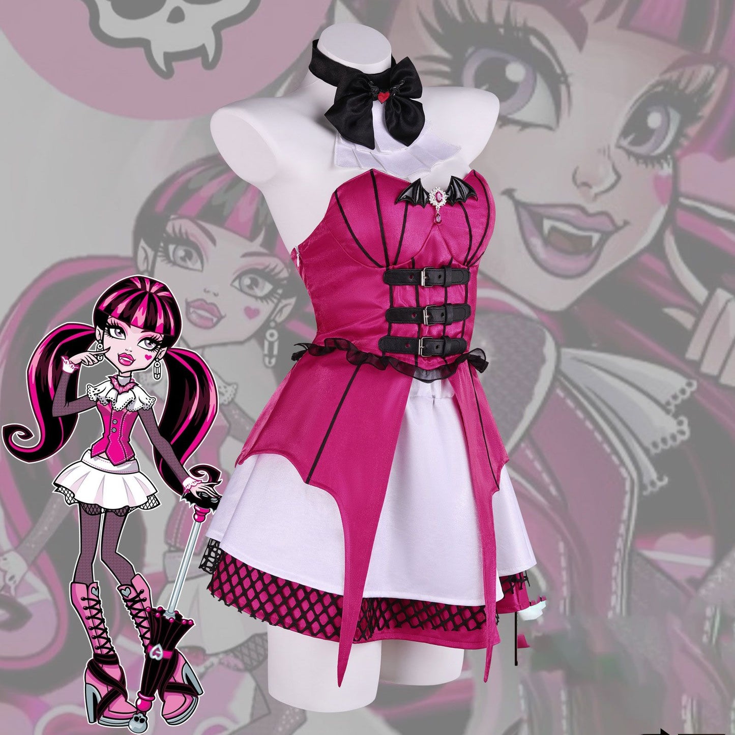 Draculaura Cosplay Costumes Anime Monster School Role Play Uniform Halloween Carnival Party Outfit For Women
