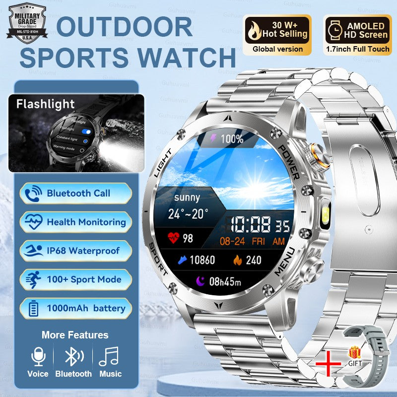 2025 T-REX3 1000mAh Grande Bateria Durável Relógio Inteligente Adulto GPS Lanterna Forte 10ATM À Prova D'água Chamada BT Smartwatch Esportivo Masculino