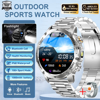 2025 T-REX3 1000mAh Grande Bateria Durável Relógio Inteligente Adulto GPS Lanterna Forte 10ATM À Prova D'água Chamada BT Smartwatch Esportivo Masculino