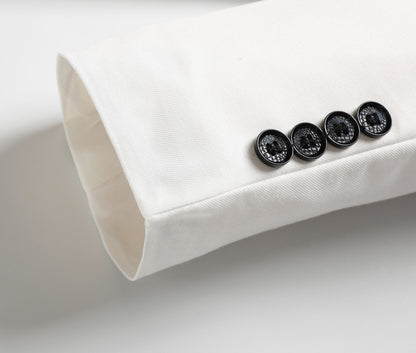 Men's Three-Piece White Suit, Anti-Wrinkle, No-Iron, Anti-Stick Fur Business Formal Suit, Four-Season Workplace Work Clothing Dr