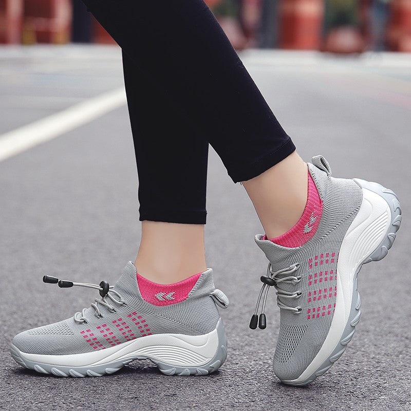 Oiaano Barefoot Womens Walking Shoes GreySock Casual Ladies Fashion Sneakers Comfort Slip On Air Cushion Platform Lightweight