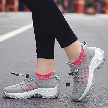 Oiaano Barefoot Womens Walking Shoes GreySock Casual Ladies Fashion Sneakers Comfort Slip On Air Cushion Platform Lightweight