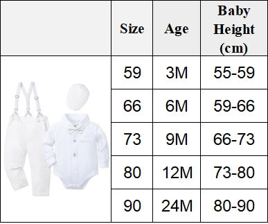 Roupa de Batismo para Bebês Meninos, Terno com Suspensório, Conjunto Formal de Cavalheiro para Casamento de Meninos da Flor, Roupa de Recém-nascido