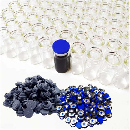 42PCS 5ml Clear Glass Vial With Caps & Stopper Small Bottles Experimental Test Liquid Containers Wishing Bottles