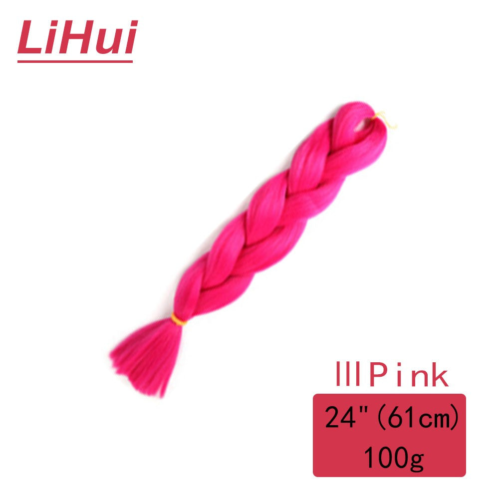 Cabelo Sintético Trança Jumbo 24 Polegadas Ombre Jumbo Extensão de Cabelo para Mulheres Tranças DIY Roxo Rosa Amarelo Cinza Lihu