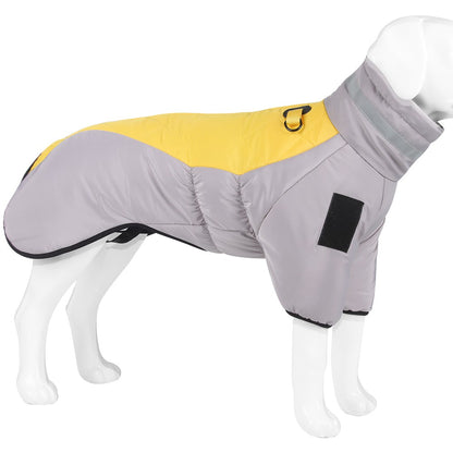 Casaco Quente para Cães Grandes Jaqueta Refletiva de Inverno para Cães Puffer com Arnês Embutido Colete Impermeável para Animais de Estimação Macacão de Neve