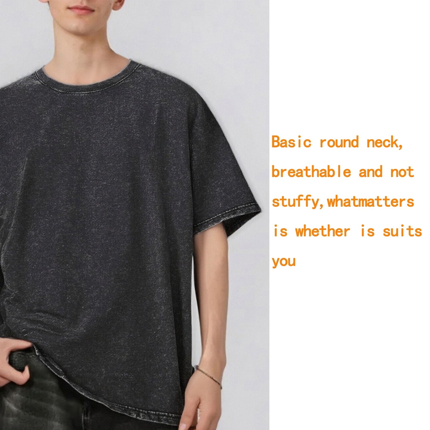 Spider Pattern Rint Men's Summer Retro Style Washed Water T-Shirt Casual Short Sleeved Basic Men's Top 230G