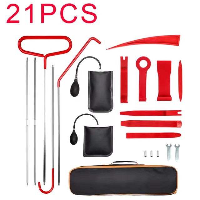 Conjunto de Ferramentas Automotivas de 21/18 Peças para Portas de Carro com Bomba de Ar Inflável, Ferramentas de Fixação para Abertura de Portas e Janelas, Kits de Longo Alcance com Bolsa de Transporte