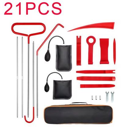 Conjunto de Ferramentas Automotivas de 21/18 Peças para Portas de Carro com Bomba de Ar Inflável, Ferramentas de Fixação para Abertura de Portas e Janelas, Kits de Longo Alcance com Bolsa de Transporte