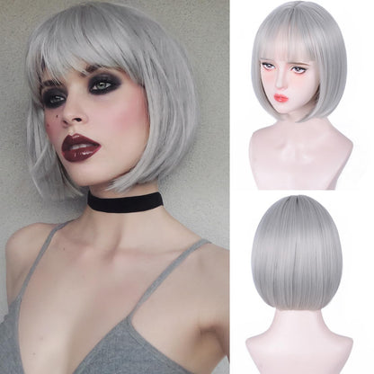 Nova peruca sintética de cabelo curto dourado claro para festa de Halloween, cosplay, uso diário, acessório de cabelo de alta temperatura