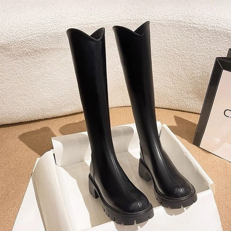 Real Soft Leather Boots 2025 Autumn And Winter New Knight Boots Height Increasing And Slimming Boots Thick Soled High Boots Long