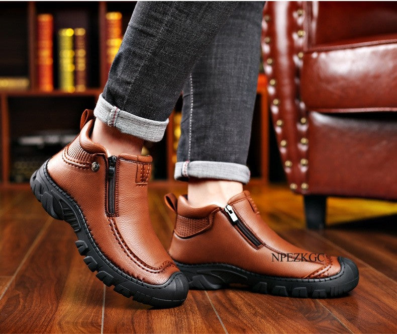 Men Winter Snow Boots Waterproof Leather Sneakers Super Warm Men's Boots Outdoor Male Hiking Boots Work Shoes chaussure homme