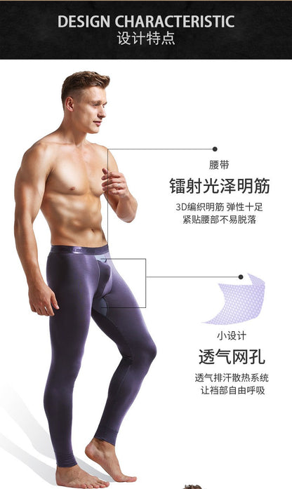 Men's Long Johns Ice Silk Mesh Perspiration Thermal Pants Slim-fit Honeycomb Breathable Leggings Mens Winter Thermal Underwear