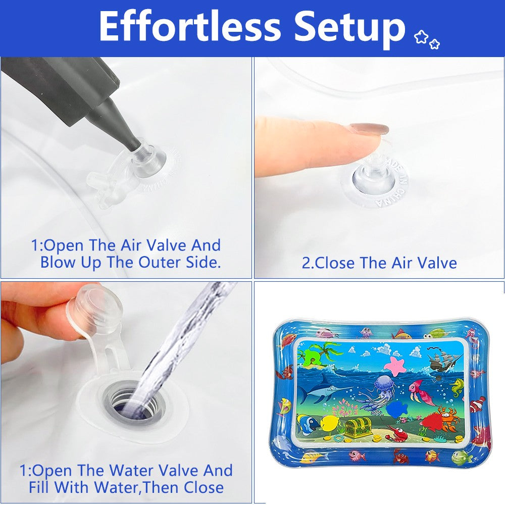 Squid Ocean Theme Inflatable Water Mat for Babies - Thick PVC Sensory Play Mat, Educational Baby Toy, Perfect Birthday Gift