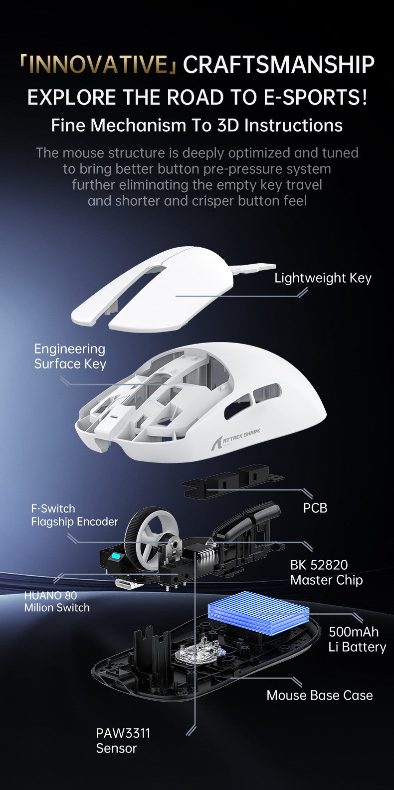 ATTACK SHARK X8 SE Wireless Gaming Mouse,25000 DPI,2.4G Wireless/Bluetooth/Wired Connection, Customized Mouse