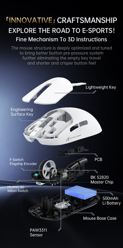ATTACK SHARK X8 SE Wireless Gaming Mouse,25000 DPI,2.4G Wireless/Bluetooth/Wired Connection, Customized Mouse