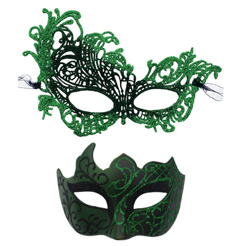 2PCS/set Couple Masks Lace Women Mask Men Painted Half Face Mask Eye Mask Set Party Masquerade Wedding Decoration Costume Prom